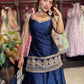 Navy Blue Designer Peplum Sharara Set with Embroidered Dupatta