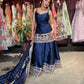 Navy Blue Designer Peplum Sharara Set with Embroidered Dupatta