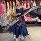 Navy Blue Designer Peplum Sharara Set with Embroidered Dupatta