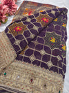 Grand Designer Royal Purple Saree with Elephant Motifs