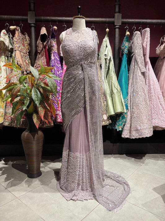 Readymade Blouse Saree With Sequins And Cutdana Work