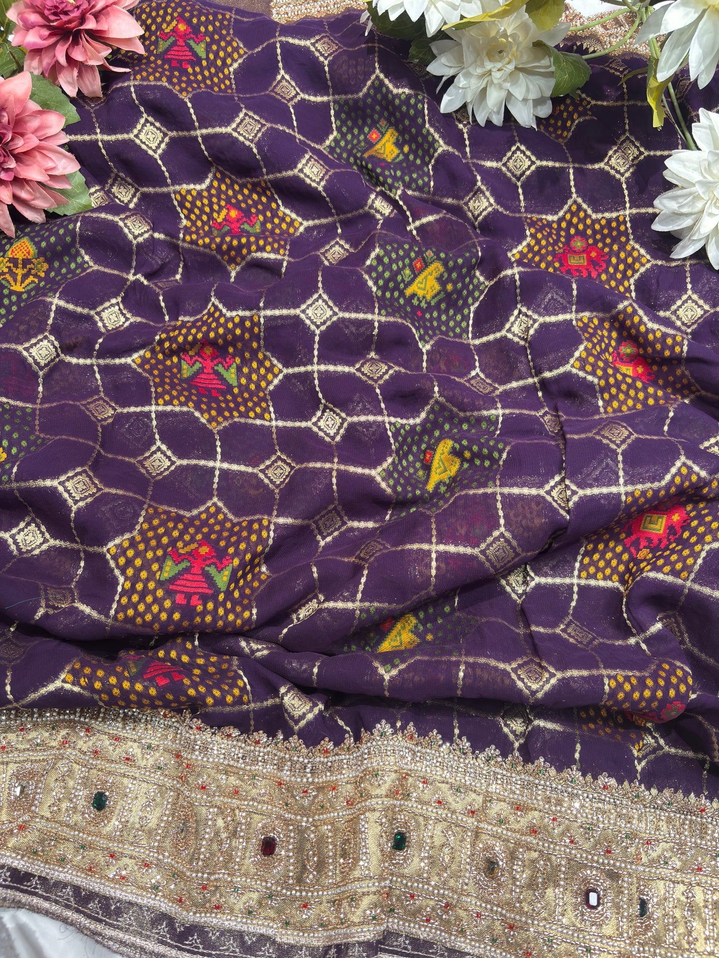 Grand Designer Royal Purple Saree with Elephant Motifs
