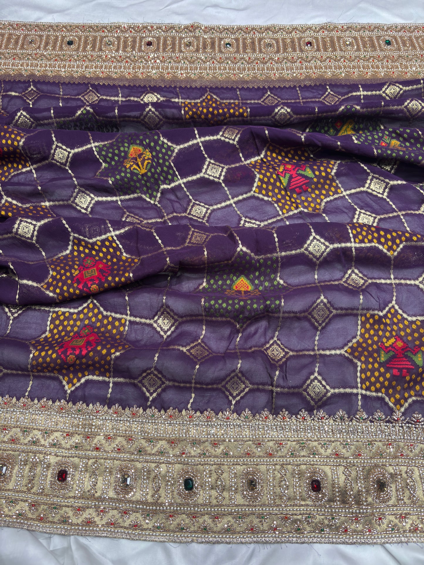 Grand Designer Royal Purple Saree with Elephant Motifs