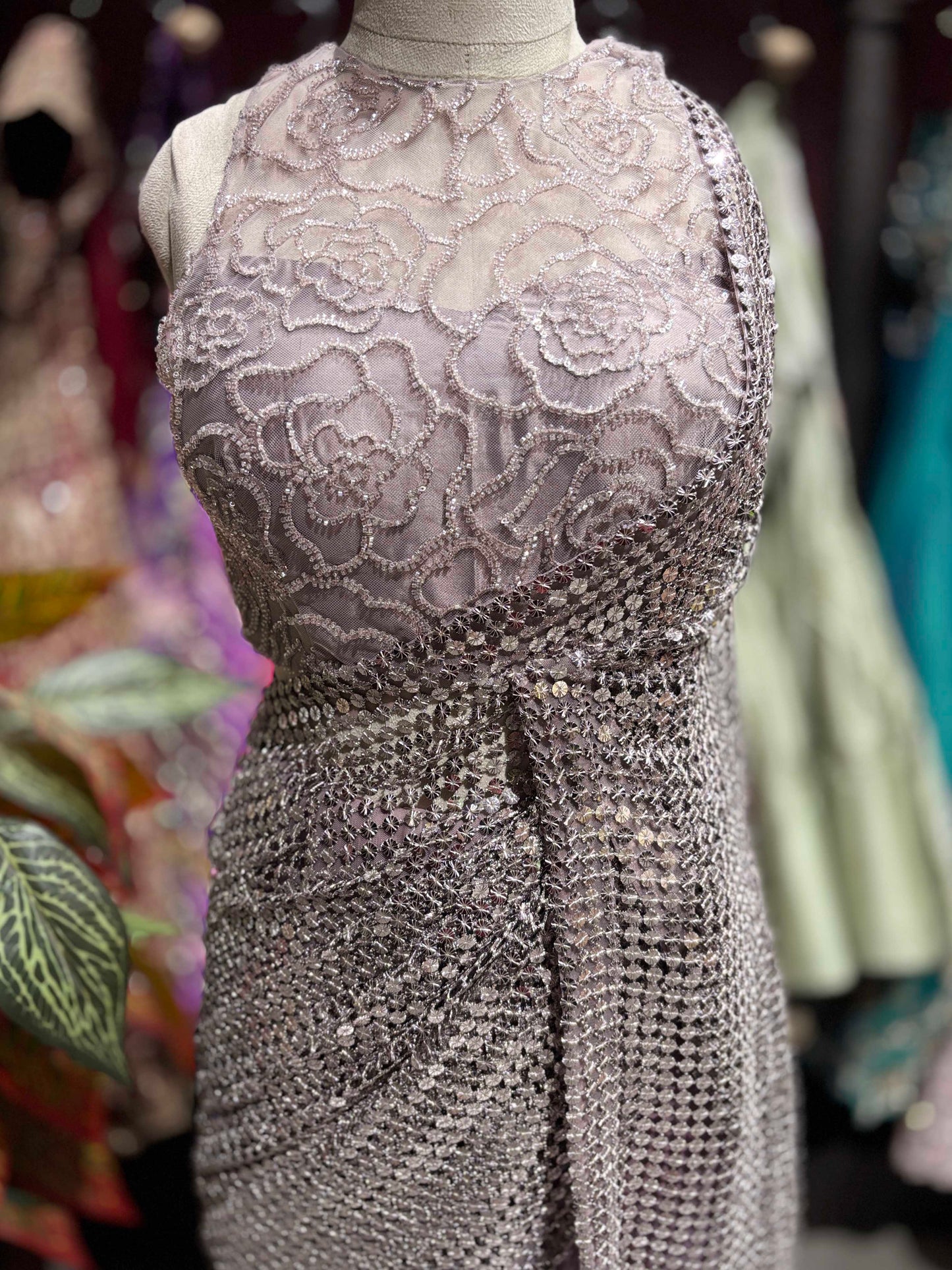 Readymade Blouse Saree With Sequins And Cutdana Work