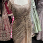 Golden Readymade Blouse Saree With Sequins And Cutdana Work