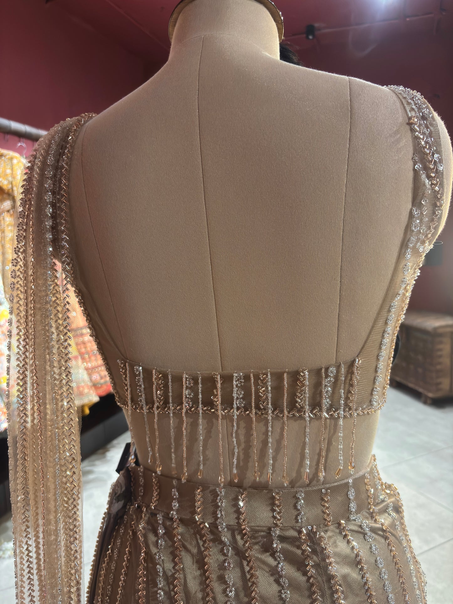 Designer Shimmering Drape Saree with Beaded Elegance
