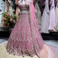Designer Pink Embellished Grand Lehenga with Halter Blouse & Dupatta
