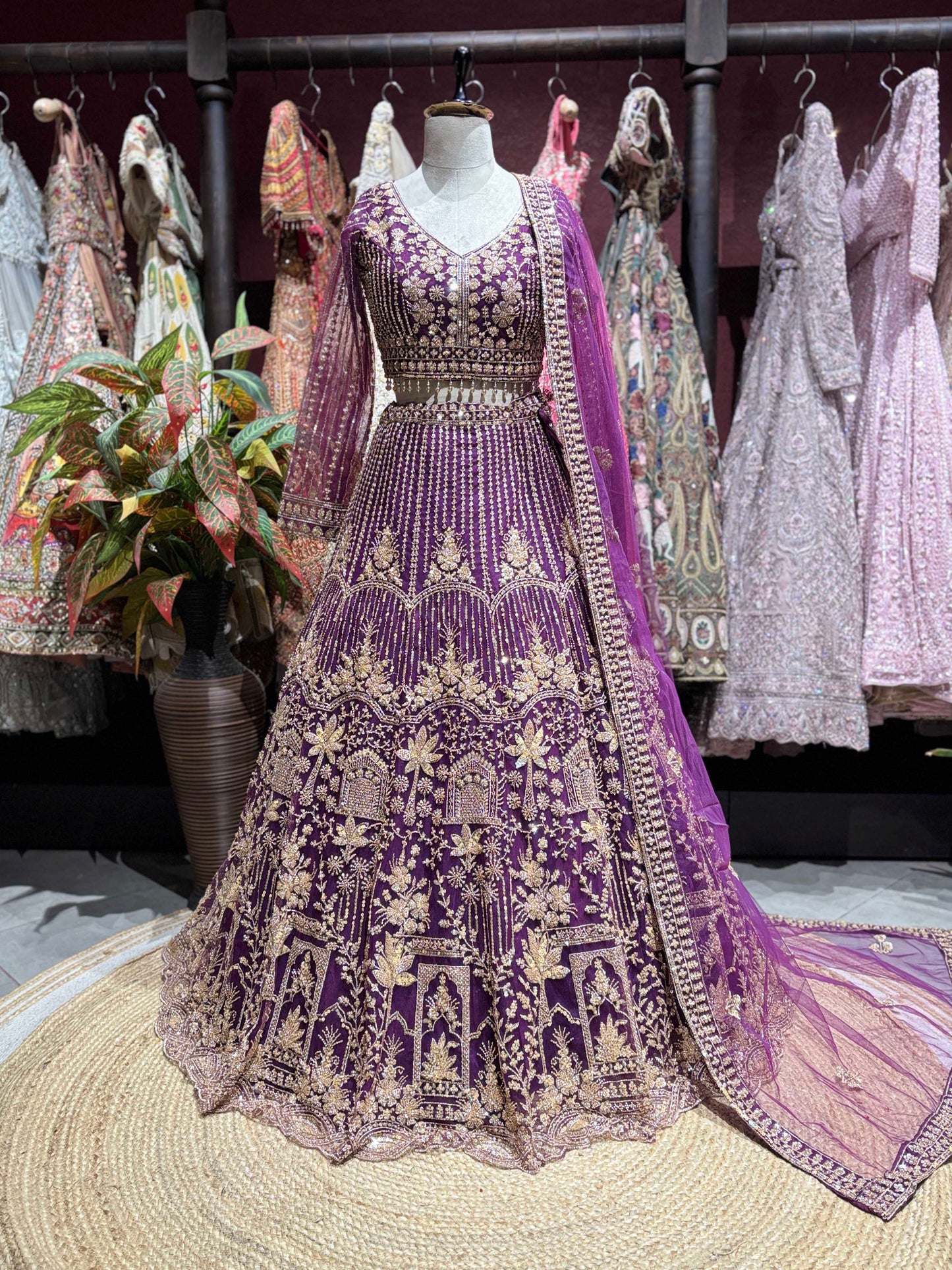 Royal Purple Heavily Embroidered Designer Lehenga with Dupatta