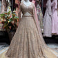 Champagne Gold Embellished Lehenga with Long-Sleeve Blouse & Dupatta