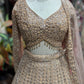 Champagne Gold Embellished Lehenga with Long-Sleeve Blouse & Dupatta