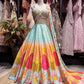 Multicolor Lotus Lehenga with Floral Embellished Blouse & Dupatta