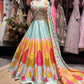Multicolor Lotus Lehenga with Floral Embellished Blouse & Dupatta