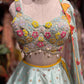 Multicolor Lotus Lehenga with Floral Embellished Blouse & Dupatta