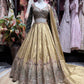 Gold Peacock Embroidered Lehenga with Embellished Blouse & Dupatta