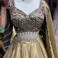 Gold Peacock Embroidered Lehenga with Embellished Blouse & Dupatta