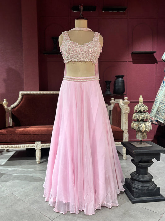 Grand Blush Pink Lehenga with Beaded Choli