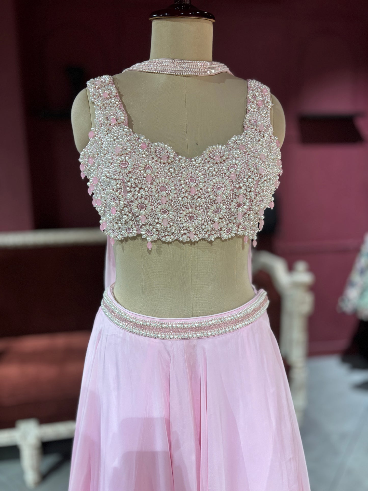 Grand Blush Pink Lehenga with Beaded Choli