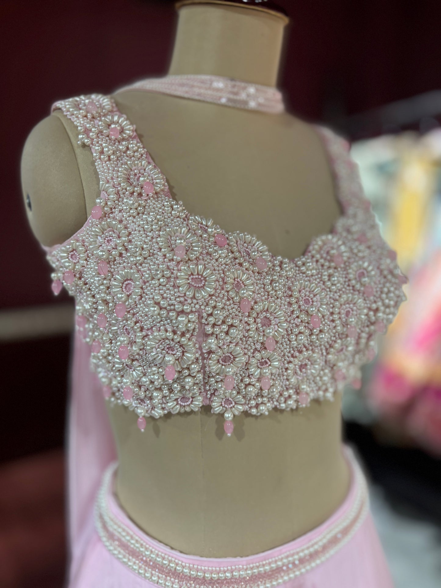 Grand Blush Pink Lehenga with Beaded Choli