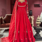 Designer Regal Red Anarkali with Golden Embroidery