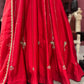 Designer Regal Red Anarkali with Golden Embroidery