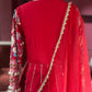 Designer Regal Red Anarkali with Golden Embroidery