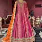 Grand Designer Ornate Pink Anarkali with Orange Dupatta