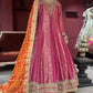 Grand Designer Ornate Pink Anarkali with Orange Dupatta