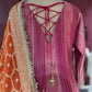 Grand Designer Ornate Pink Anarkali with Orange Dupatta