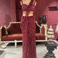 Designer Maroon Drape Saree with Sequined Elegance