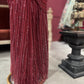 Designer Maroon Drape Saree with Sequined Elegance
