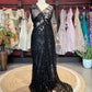 Midnight Black Sequin Embroidered Net Saree – Elegant Party Wear