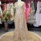 Champagne Gold Sequin Embroidered Net Saree – Luxury Party Wear