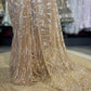 Champagne Gold Sequin Embroidered Net Saree – Luxury Party Wear