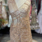 Champagne Gold Sequin Embroidered Net Saree – Luxury Party Wear
