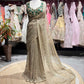 Champagne Gold Sequin Saree with Emerald Green Embellished Blouse