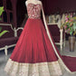 Crimson Embroidered Lehenga with Corset Blouse & Matching Dupatta