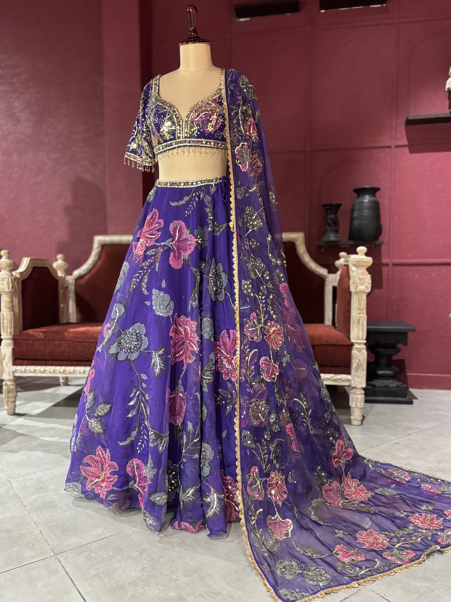 Grand Designer Floral Print Lehenga With Designer Blouse