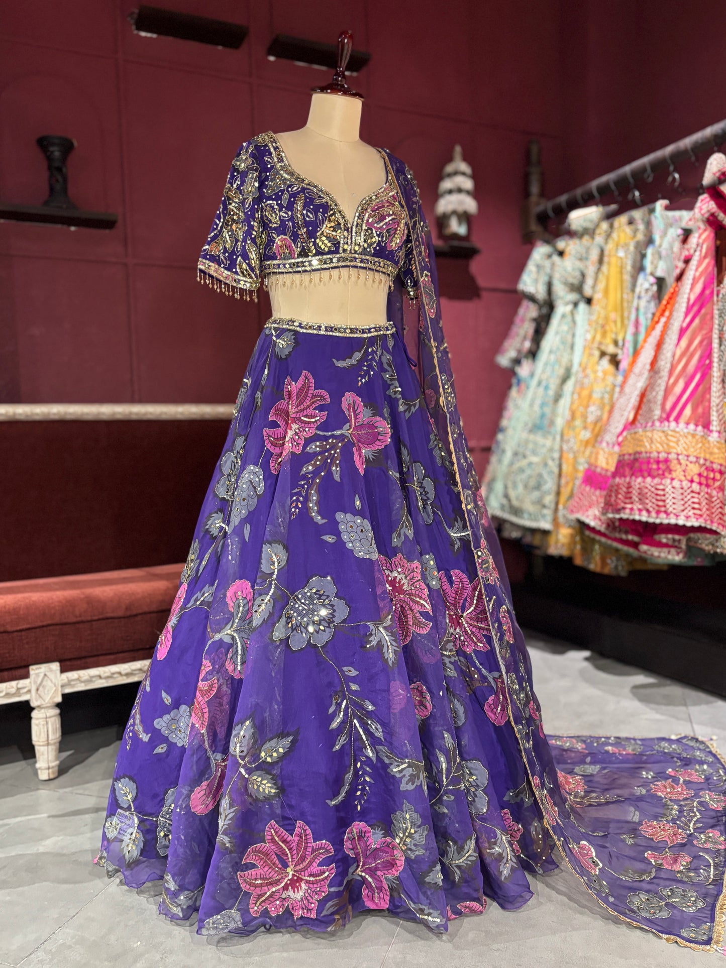 Grand Designer Floral Print Lehenga With Designer Blouse