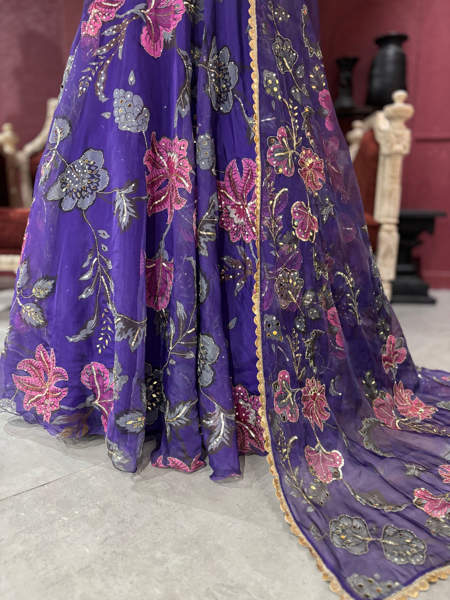Grand Designer Floral Print Lehenga With Designer Blouse