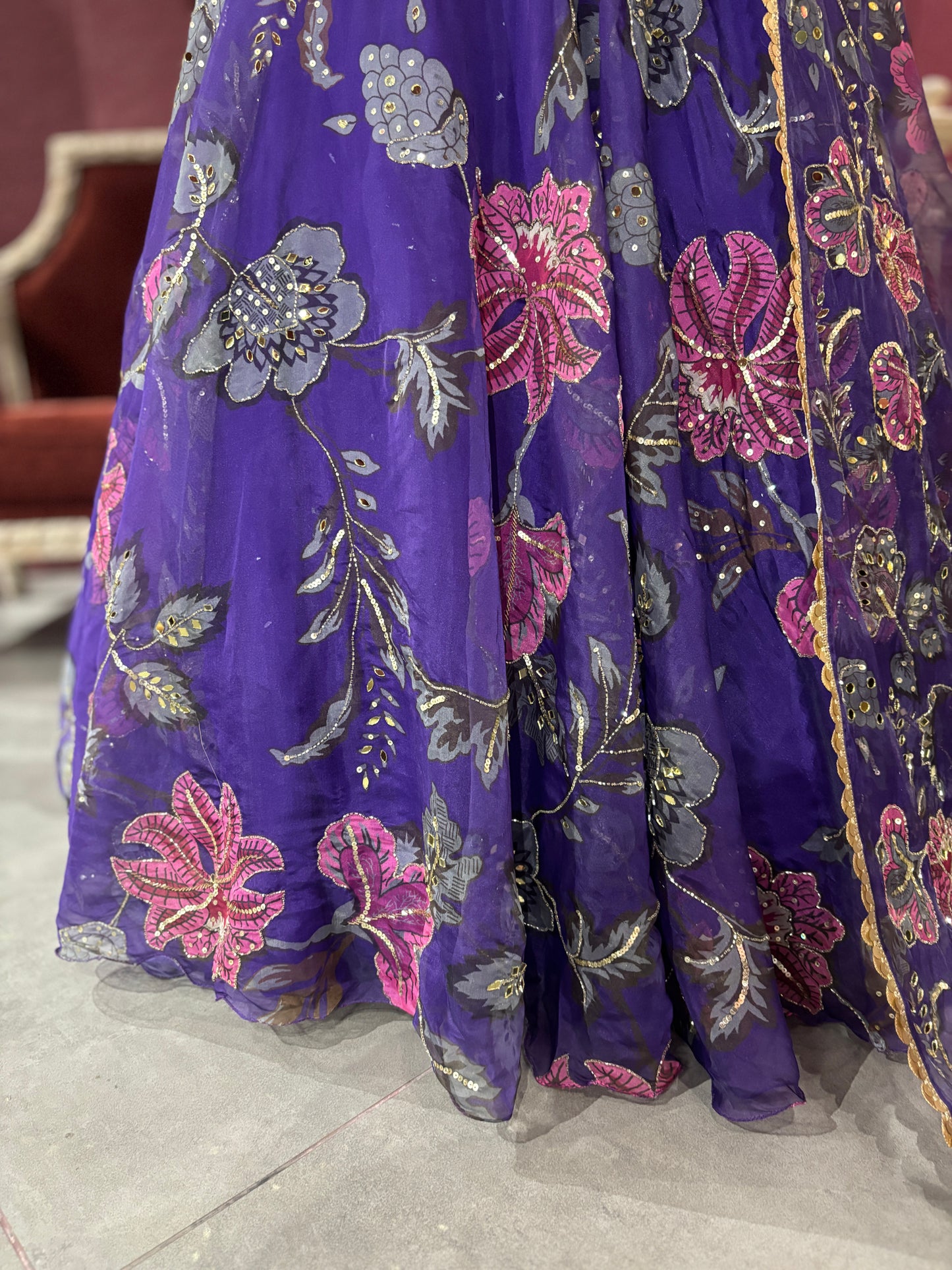 Grand Designer Floral Print Lehenga With Designer Blouse