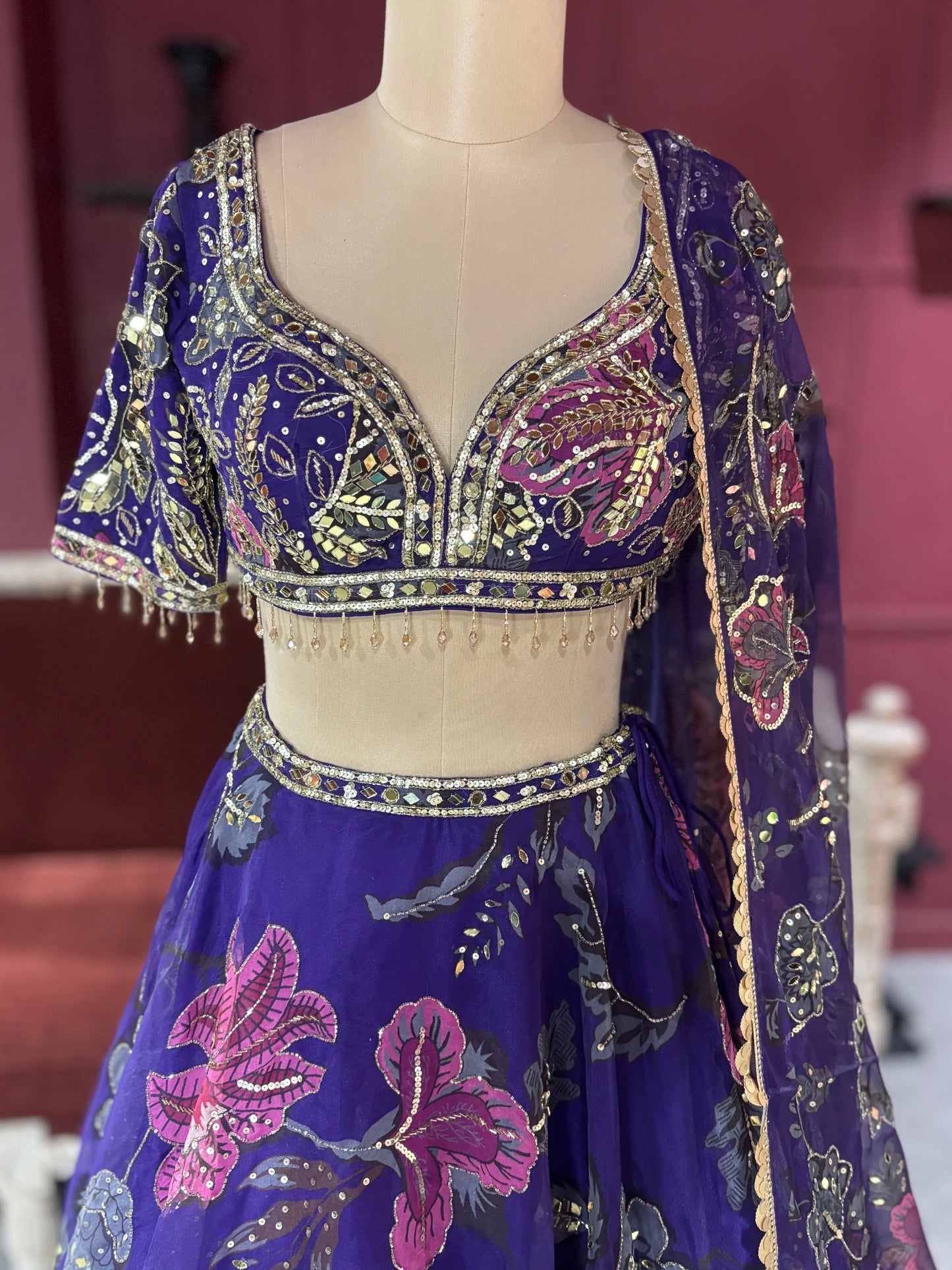 Grand Designer Floral Print Lehenga With Designer Blouse