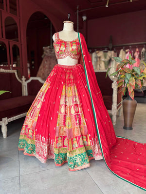 Royal Rajasthani Motif Lehenga with Embroidered Blouse & Dupatta