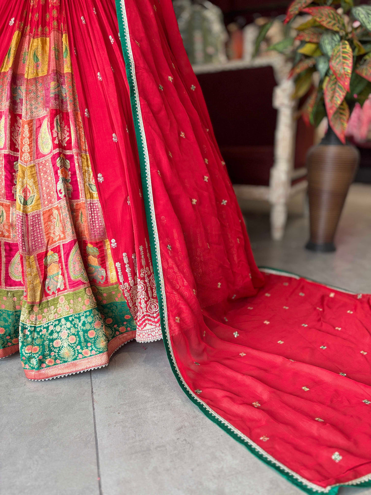 Royal Rajasthani Motif Lehenga with Embroidered Blouse & Dupatta