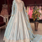 Ice Blue & Gold Embroidered Anarkali Gown with Dupatta