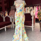Pastel Multicolor Printed Draped Saree with Embellished Blouse