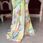 Pastel Multicolor Printed Draped Saree with Embellished Blouse