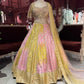 Multicolour & Blush Pink Embroidered Lehenga Choli with Dupatta