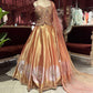 Rose Gold Metallic Lehenga with Embellished Corset Blouse & Dupatta