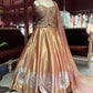 Rose Gold Metallic Lehenga with Embellished Corset Blouse & Dupatta