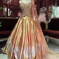 Rose Gold Metallic Lehenga with Embellished Corset Blouse & Dupatta
